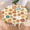 70'S Retro Floral Tablecloth, Boho Abstract Yellow Orange Flowers Groovy Table Cover for Country Farmhouse Kitchen Dining Room Party Picnic Table Decor 60x60nch view 2