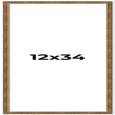 12x34 Frame Gold Kingsley Distressed Solid Wood Picture Frame Width 0.75 Inches | Interior Frame Depth 0.5 Inches | Kingsley Frame with UV Acrylic, Foam Board Backing & Hanging Hardware