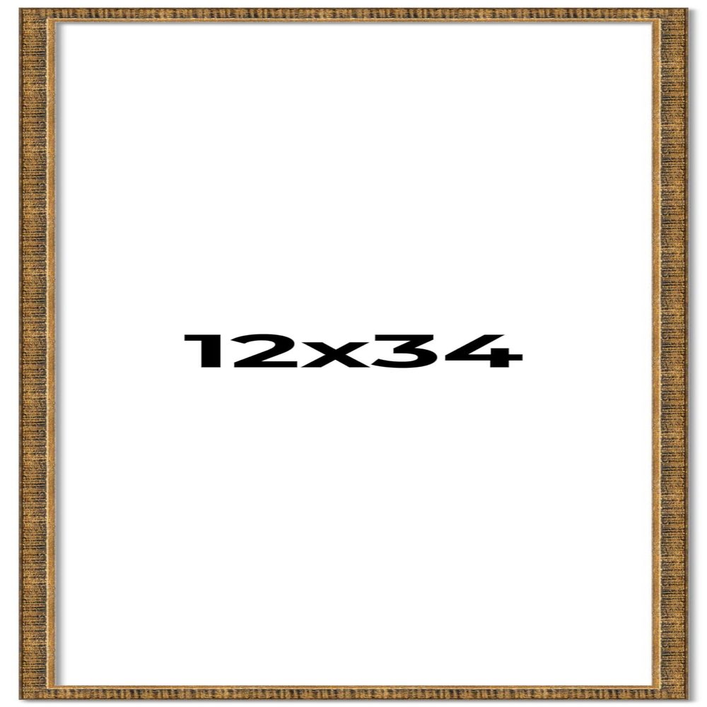 12x34 Frame Gold Kingsley Distressed Solid Wood Picture Frame Width 0.75 Inches | Interior Frame Depth 0.5 Inches | Kingsley Frame with UV Acrylic, Foam Board Backing & Hanging Hardware