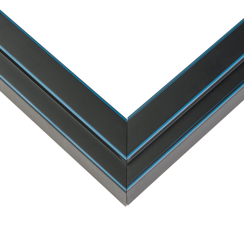 10x13 Frame Black Real Wood Picture Frame Width 1.25 Inches | Interior Frame Depth 0.5 Inches | Gessato Blue Modern Photo Frame Complete with UV Acrylic, Foam Board Backing & Hanging Hardware