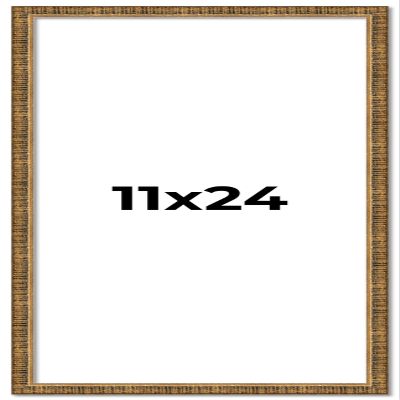 11x24 Frame Gold Kingsley Distressed Solid Wood Picture Frame Width 0.75 Inches | Interior Frame Depth 0.5 Inches | Kingsley Frame with UV Acrylic, Foam Board Backing & Hanging Hardware