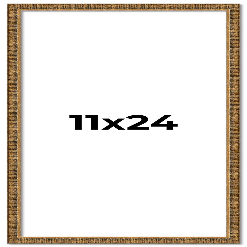11x24 Frame Gold Kingsley Distressed Solid Wood Picture Frame Width 0.75 Inches | Interior Frame Depth 0.5 Inches | Kingsley Frame with UV Acrylic, Foam Board Backing & Hanging Hardware