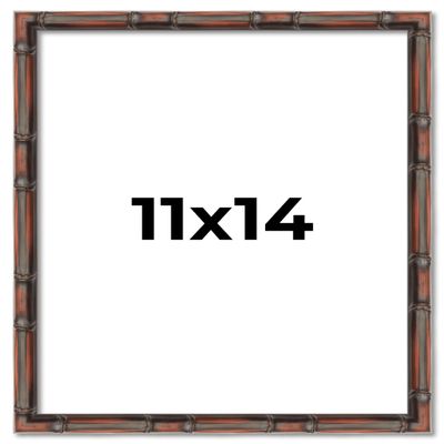 11x14 Frame Brown Bamboo with Dark Coffee/Walnut Finish | Solid Wood Picture Frame Width 0.75 Inches | Interior Depth 0.5 Inches | Complete with UV Acrylic, Foam Board Backing & Hanging Hardware