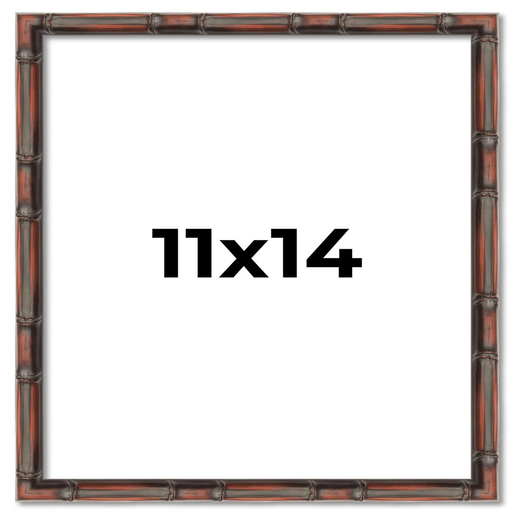 11x14 Frame Brown Bamboo with Dark Coffee/Walnut Finish | Solid Wood Picture Frame Width 0.75 Inches | Interior Depth 0.5 Inches | Complete with UV Acrylic, Foam Board Backing & Hanging Hardware