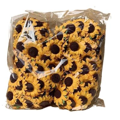 HXSCOO 100Pcs/Set Artificial Sunflower Paper Flower 3.5cm Dried Flowers for Wedding Festive Party Scrapbooking Packaging DIY Decoration (Color : Yellow)