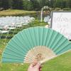 120pcs Customize Folding Fans for Wedding Favors Bulk, Personalized Engraved Handheld Fans Gifts for Guests Bulk, Custom Party Fans for Women Silk Fabric Fans Dancing Props Home Decoration Aqua green view 2