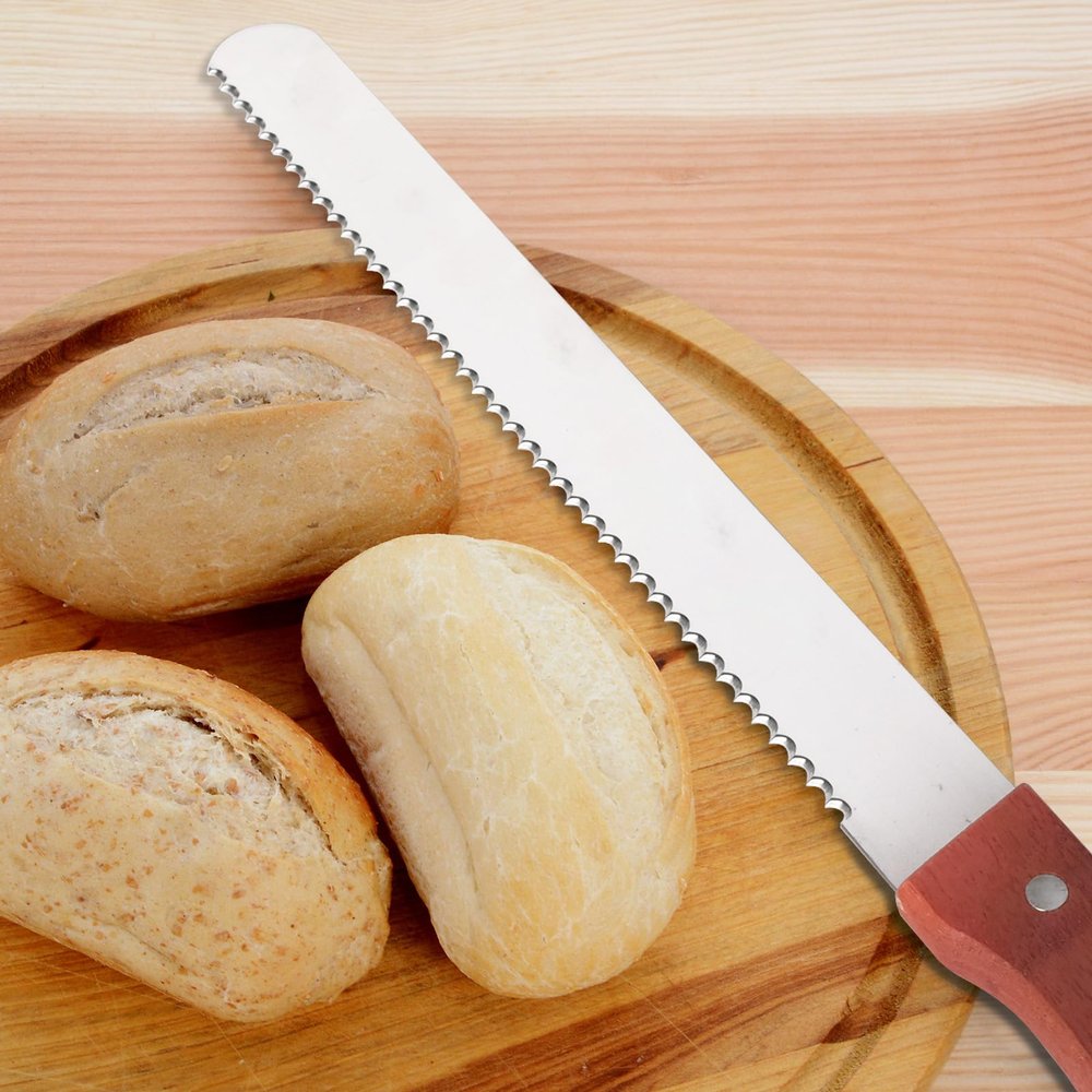 HTBMALL Bread Knife, Stainless Steel Serrated Bread Knife for Homemade Bread, Cakes & Bagels, 10 Inch Kitchens Knifes Saw Breads Cutter, Bagel Sourdough Slicer Knifes with Wooden Handle