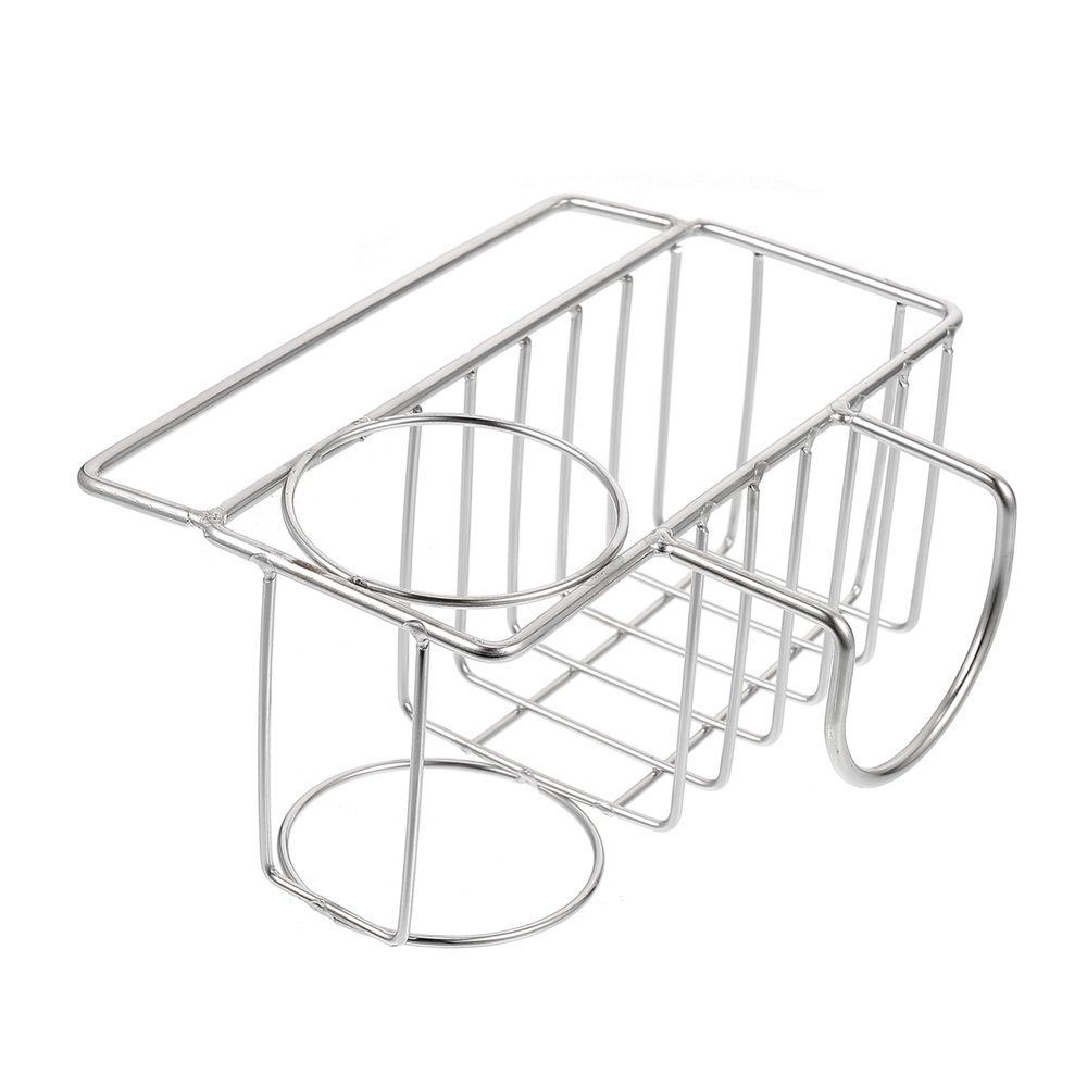 FELTECHELECTR Easy Install Sink Storage Rack Dish Drying Basket Utensils Holder Silver Drain Rack Steel