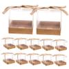 Hoement 12Pcs Small Candy Boxes for Giving and Cake Packaging Wedding Storage Cases with Ribbon and Base for Party Favors and Special Occasions view 1