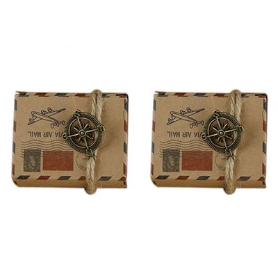 KOMBIUDA 50pcs Vintage Paper Candy Boxes with Compass Decor Elegant Wedding Favor Boxes