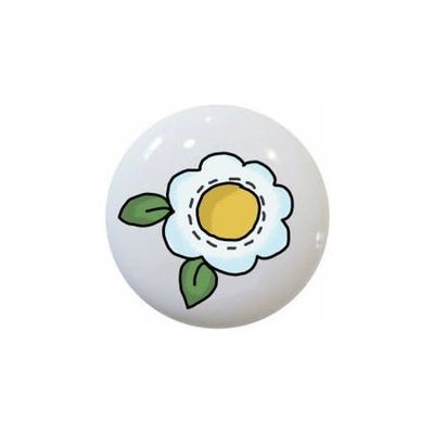 Bee Happy Bumblebee Hive Flowers Honeycomb Kids Decor - Farm Fresh Knobs Ceramic Cabinet Kitchen Bathroom Bedroom Furniture Handles or Pulls w/Glossy Finish 1.5 x 1.5 Inches (Daisy)