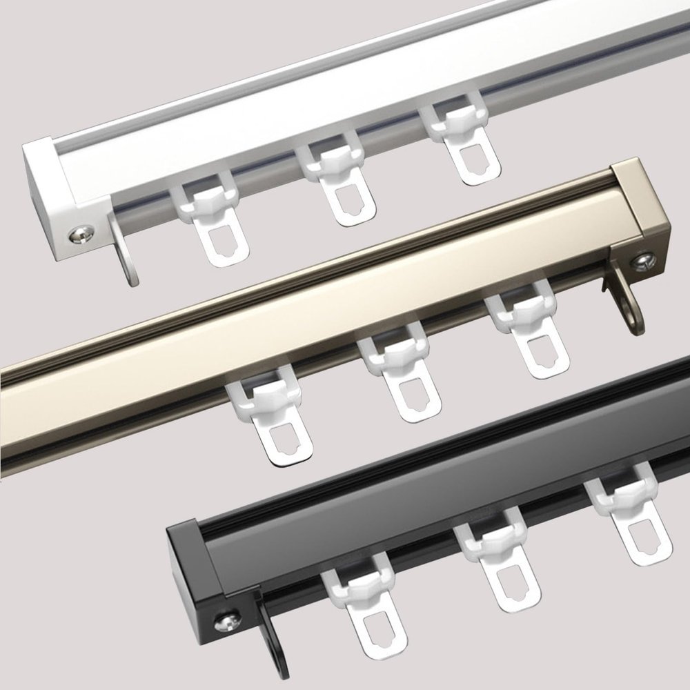 Ceiling Or Wall Mount Curtain Track System, Flexible Ceiling Curtain Track, Curtain Rail With Mute Rollers, Aluminum Heavy Duty Room Dividers Curtain Pole, With Installation Hardware