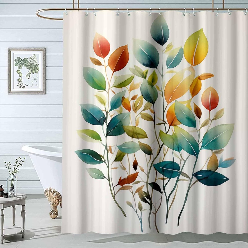 JOSUE Shower Curtain, Orange,Turquoise Shower Curtains for Bathroom,Waterproof Quick-Dry Polyester Fabric Shower Curtain with 12 Hooks - 120x180cm(47x71in)