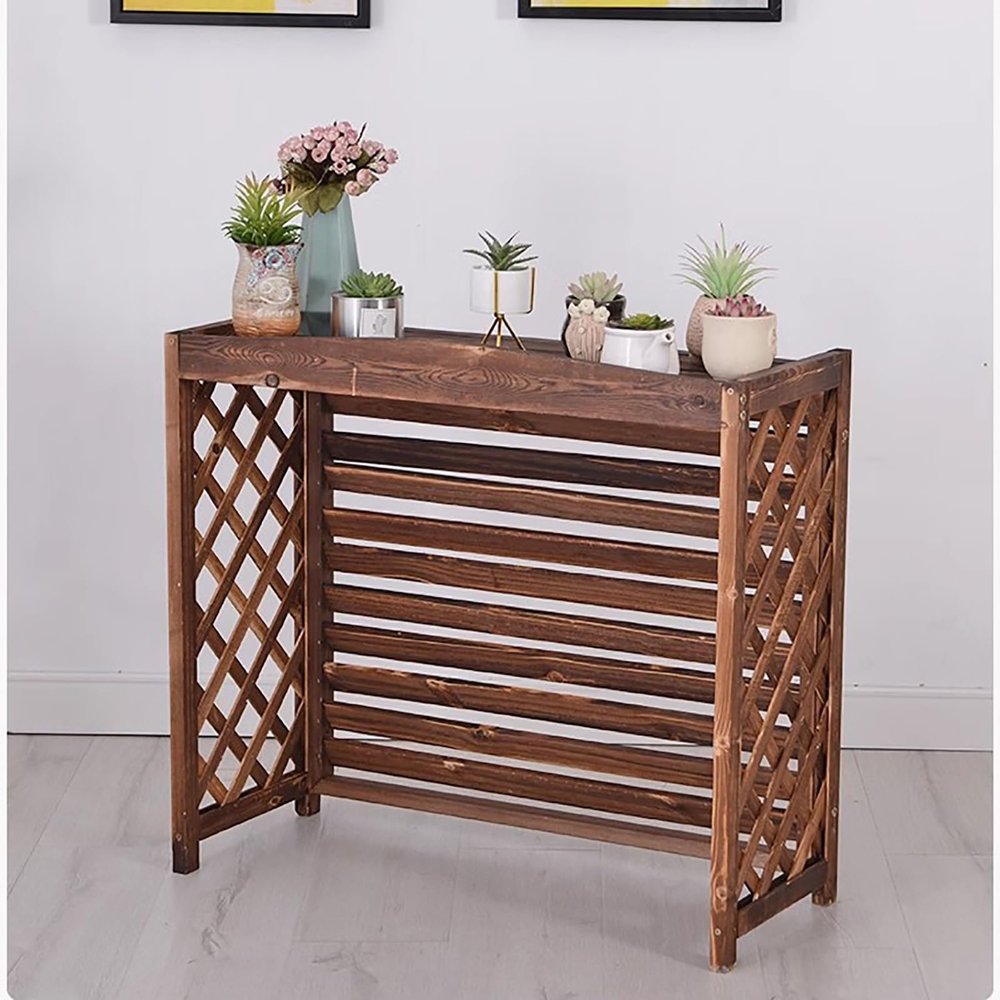 Air Conditioner Flower Stand,Air Conditioning Covers Outdoor,All Seasons Central Air Conditioner Cover,Decorative Air Conditioner Cover Wooden,for Outside Units. (Size : 96 * 40 * 89cm)
