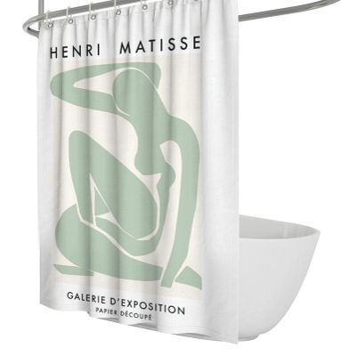 Wewoo Home Abstract Light Green Women's Shower Curtains Clean Bathtub Shower Curtain Henri Matisse Shower Curtain Unique Designs Bathroom Curtain W72xL84in