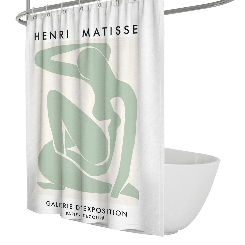 Wewoo Home Abstract Light Green Women's Shower Curtains Clean Bathtub Shower Curtain Henri Matisse Shower Curtain Unique Designs Bathroom Curtain W72xL84in