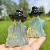 Xzyycyj Carved Moonstone Opalite Ghost Figurine and Black Obsidian Magic Small Hat Gemstone Ghost Figurine Crystals and Stones(Opalite Ghost+Obsidian ha) view 3