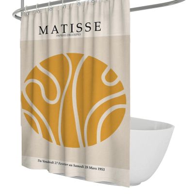 Wewoo Home Bathroom Shower Curtain Henri Matisse Yellow Round Pattern Print Bathroom Abstract Line Bathtub Curtain with 12 Hooks Premium Material W78xL78in
