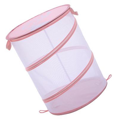 Cabilock Folding Laundry Hamper and Toy Organizer Portable Mesh Storage Bag for Clothes and Sundries Space-Saving Design Handles for Bedroom and Dorm Use