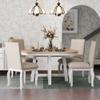 Aiuyesuo 5-Piece Farmhouse Dining Table Set, Solid Wood Dining Table Set with Round Extendable Dining Table and 4 Upholstered Dining Chairs, Family Kitchen Furniture view 3