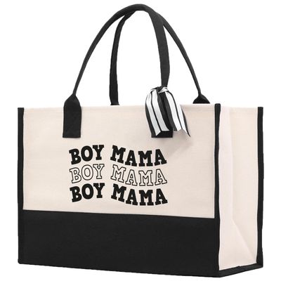 VANESSA ROSELLA Cotton Canvas Tote Bag - New Mama Gift - Best Mom Ever Bag - Dog Mom Tote - Shopping
