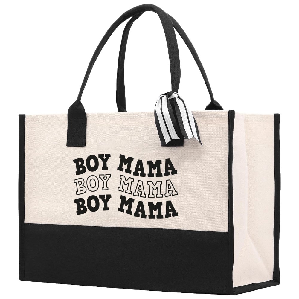 VANESSA ROSELLA Cotton Canvas Tote Bag - New Mama Gift - Best Mom Ever Bag - Dog Mom Tote - Shopping