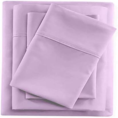 Sheet Set 4 Piece - Cal King Size Cotton Bed Sheets 400TC Egyptian Quality Sheets - Fits Upto 16" Deep Pocket Mattress, Long Staple & Extra Soft Sheets and Pillow Cases - Lavender Solid.
