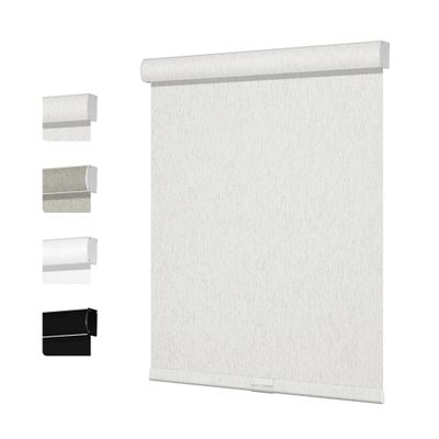 Boolegon Blackout Roller Shades for Windows Linen Fabric Cordless Roller Blinds with Cassette Valance Thermal Insulated Room Darkening Window Shades for Home Door,Cream,43" W x 60" H