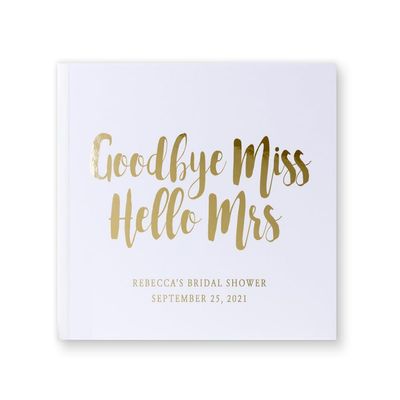 Bridal Shower Guest Book Personalized Bachelorette Album Wedding Party Guestbook Gift for Future Bride - White Gold (9x6)