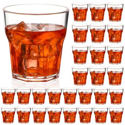 Tioncy 30 Pcs Acrylic Whiskey Glasses 9oz Shot Glasses For liqueur Unbreakable Stackable Beer glass for Drinking Water Vodka Cocktail Beer Party Bar
