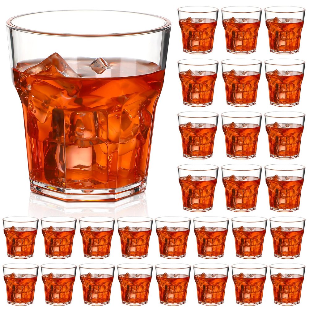 Tioncy 30 Pcs Acrylic Whiskey Glasses 9oz Shot Glasses For liqueur Unbreakable Stackable Beer glass for Drinking Water Vodka Cocktail Beer Party Bar