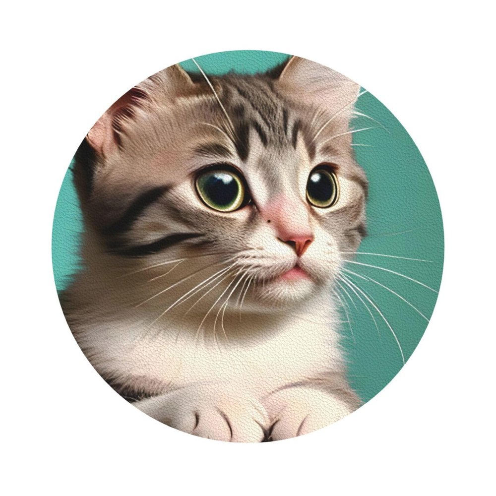 A Curious cat This Leather Coaster is Suitable for use in Restaurants, Kitchens, Offices, etc.