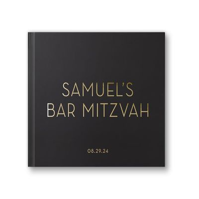 Bar Mitzvah Guest Book Bar Mitzvah Gift Idea for Jewish Celebration, Guestbook for Party Photo Album - Black Gold (10x8)