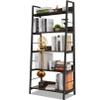 Himimi Industrial Ladder Shelf, Rustic 5 Tier Leaning Bookshelf, Wood Metal Ladder Bookcase, Plant Flower Stand Rack Book Storage Shelves for Living Room, Bedroom, Home Office view 1
