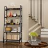 Himimi Industrial Ladder Shelf, Rustic 5 Tier Leaning Bookshelf, Wood Metal Ladder Bookcase, Plant Flower Stand Rack Book Storage Shelves for Living Room, Bedroom, Home Office view 2