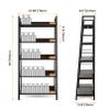 Himimi Industrial Ladder Shelf, Rustic 5 Tier Leaning Bookshelf, Wood Metal Ladder Bookcase, Plant Flower Stand Rack Book Storage Shelves for Living Room, Bedroom, Home Office view 3