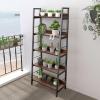 Himimi Industrial Bookshelf 5-Tier, Home Office Bookcase Ladder Shelf, Freestanding Storage Shelves Rack Shelf Unit, Brown Ladder Bookcases with Metal Frame for Bedroom, Living Room, Kitchen view 2