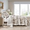 Cinefoso Reversible Quilt Set Queen Size, 100% Cotton Damask Floral Quilted Bedding, Farmhouse Lightweight Bedspread All-Season, Tan and White 3-Pcs view 3