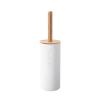 Toilet Brush, Freestanding Plastic Toliet Bowl Brush Bamboo Toliet Brush Set for Bathroom Long Handle Toliet Cleaner Brush with Holder (Color : White B) view 1