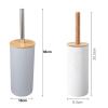 Toilet Brush, Freestanding Plastic Toliet Bowl Brush Bamboo Toliet Brush Set for Bathroom Long Handle Toliet Cleaner Brush with Holder (Color : White B) view 2