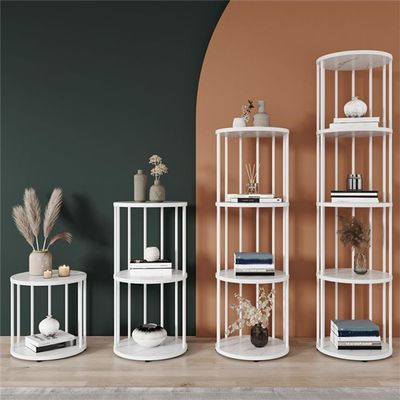 KWOKING Scandinavian Metal Corner Bookshelf Open Vertical Bookshelf for Living Room Nordic Living Room Floor Display Stand Sofa Side Simple Bookshelf Corner Shelf White 12" L x 12" W x 16" H