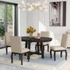 Bellemave 5-Piece Farmhouse Wooden Round Extendable Dining Table Set with 4 Upholstered Chairs for for Dining, Living Room,Family Kitchen Furniture (Espresso) view 3