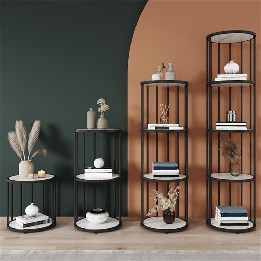 KWOKING Scandinavian Metal Corner Bookshelf Open Vertical Bookshelf for Living Room Nordic Living Room Floor Display Stand Sofa Side Simple Bookshelf Corner Shelf Black 12" L x 12" W x 31.5" H