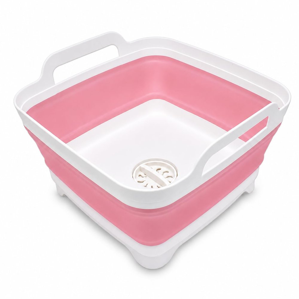 Goderewild Collapsible Dish Basin with Drain Plug, 9L Foldable Wash Basin