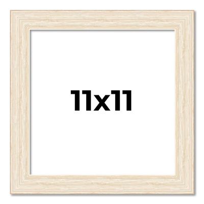 11x11 Frame White Real Wood Picture Frame Width 1.5 Inches | Interior Depth 0.5 Inches | Barn White Distressed Photo Frame Complete with UV Acrylic, Foam Board Backing & Hanging Hardware
