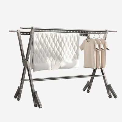 Clothes Drying Rack, Indoor Clothes Drying Rack, Foldable Standing Garment Dryer Collapsible Movable Laundry Airer with 4-Wheels for Home Storage, High-Strength Aluminum Drying Rack