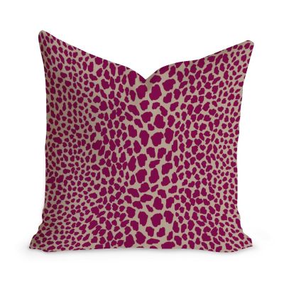 MangGou Fuchsia Cheetah Leopard Print Pillow Cover Cow Animal Spots Dark Pink Decorative Cushion Cover Farmhouse Double Side Pillow Sham with Zipper for Sofa Couch Car Chair 20x20in White Flax