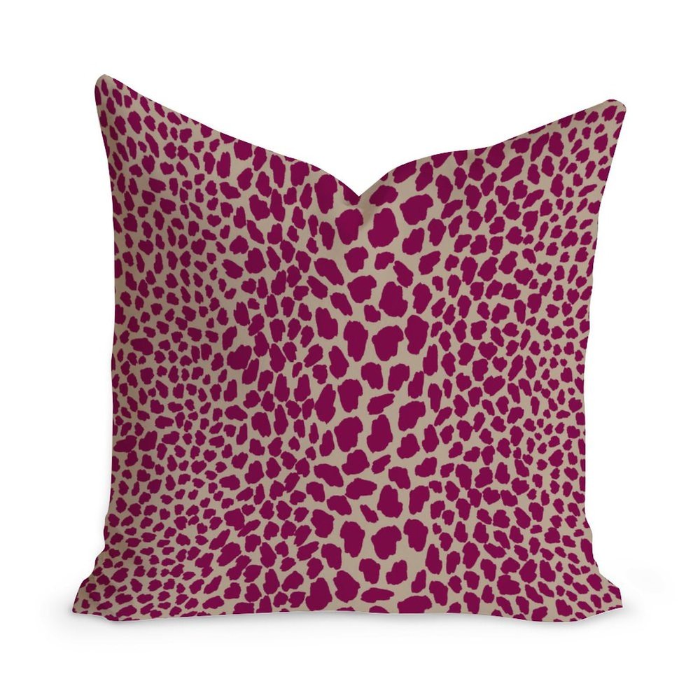 MangGou Fuchsia Cheetah Leopard Print Pillow Cover Cow Animal Spots Dark Pink Decorative Cushion Cover Farmhouse Double Side Pillow Sham with Zipper for Sofa Couch Car Chair 20x20in White Flax