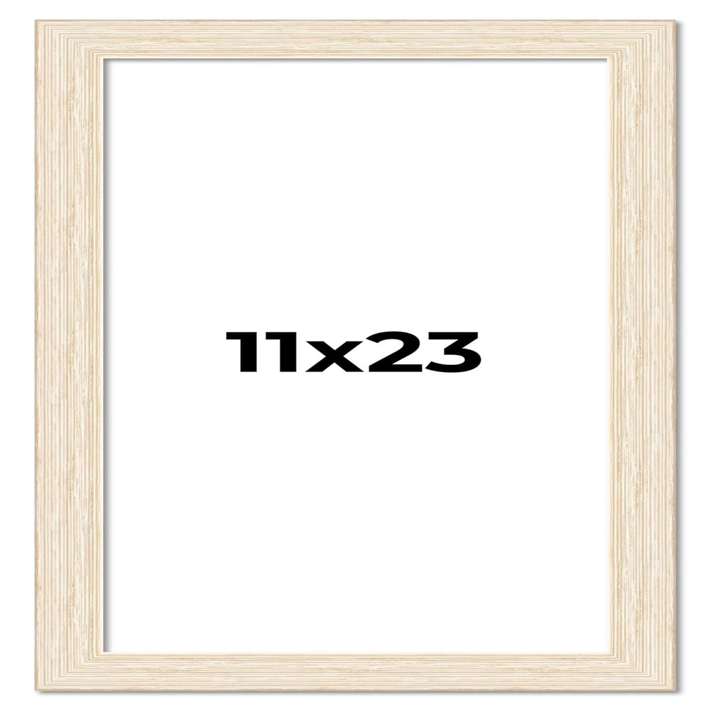 11x23 Frame White Real Wood Picture Frame Width 1.5 Inches | Interior Depth 0.5 Inches | Barn White Distressed Photo Frame Complete with UV Acrylic, Foam Board Backing & Hanging Hardware