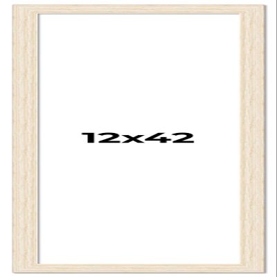 12x42 Frame White Real Wood Picture Frame Width 1.5 Inches | Interior Depth 0.5 Inches | Barn White Distressed Photo Frame Complete with UV Acrylic, Foam Board Backing & Hanging Hardware